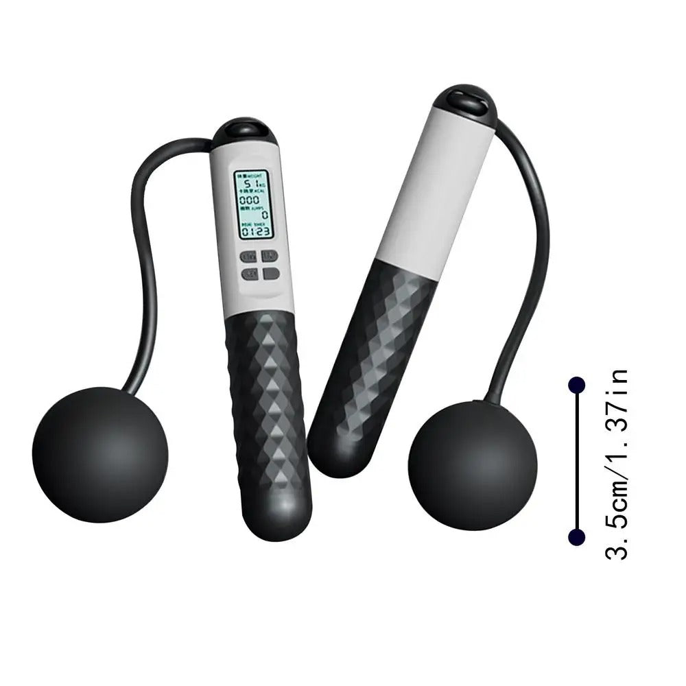 Comba inteligente inalámbrica con peso, ideal para fitness y seguimiento de metas de ejercicio.