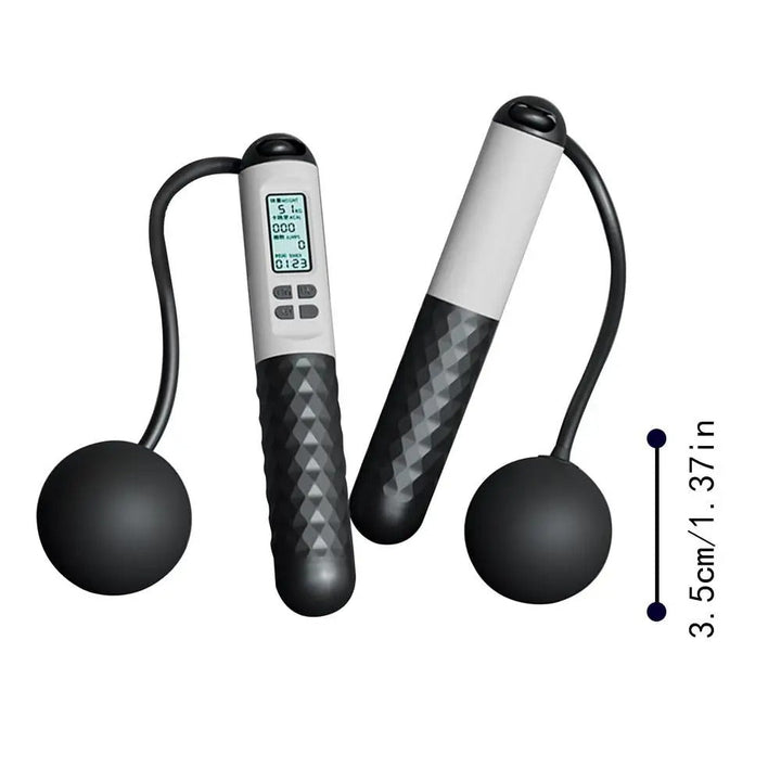 Comba inteligente inalámbrica con peso, ideal para fitness y seguimiento de metas de ejercicio.