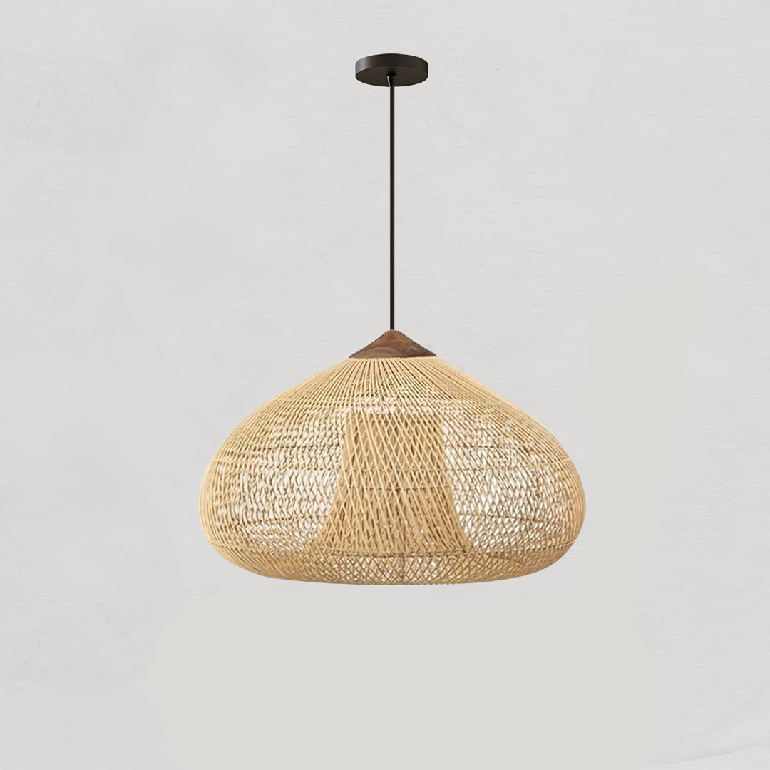 Lámpara colgante de diseño natural, estilo arpa, aporta calidez a tu sala.