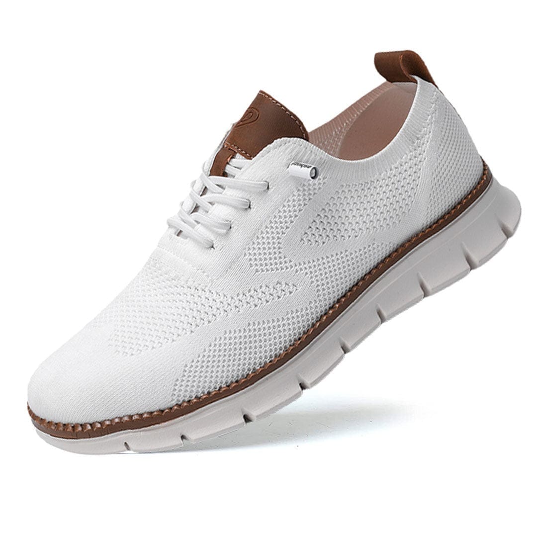 Vista lateral de zapatillas hombre ortopédicas, transpirables, con soporte de arco para caminar.