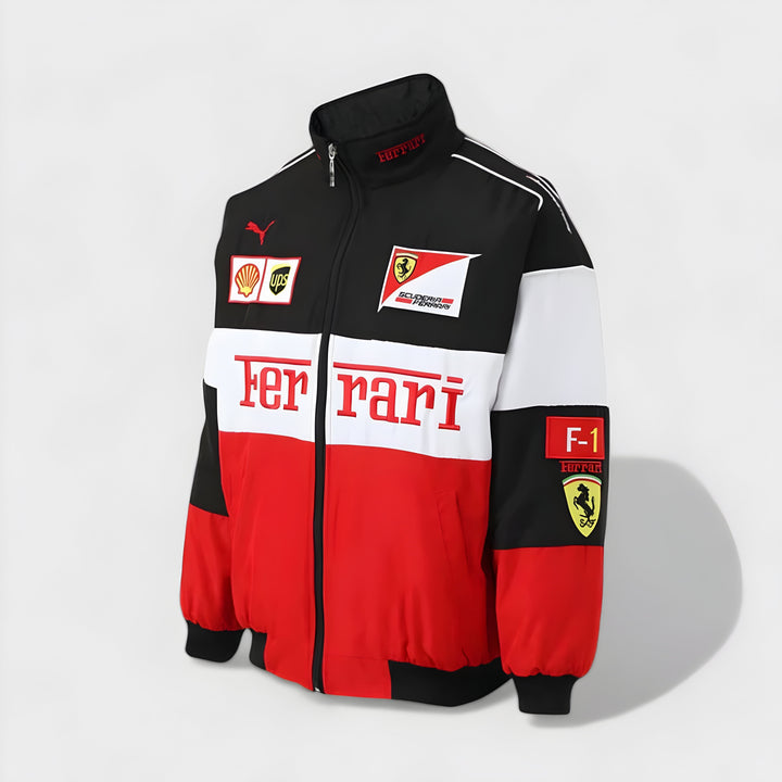 Chaqueta unisex estilo carreras vintage, con detalles de moda que realzan cualquier outfit casual.
