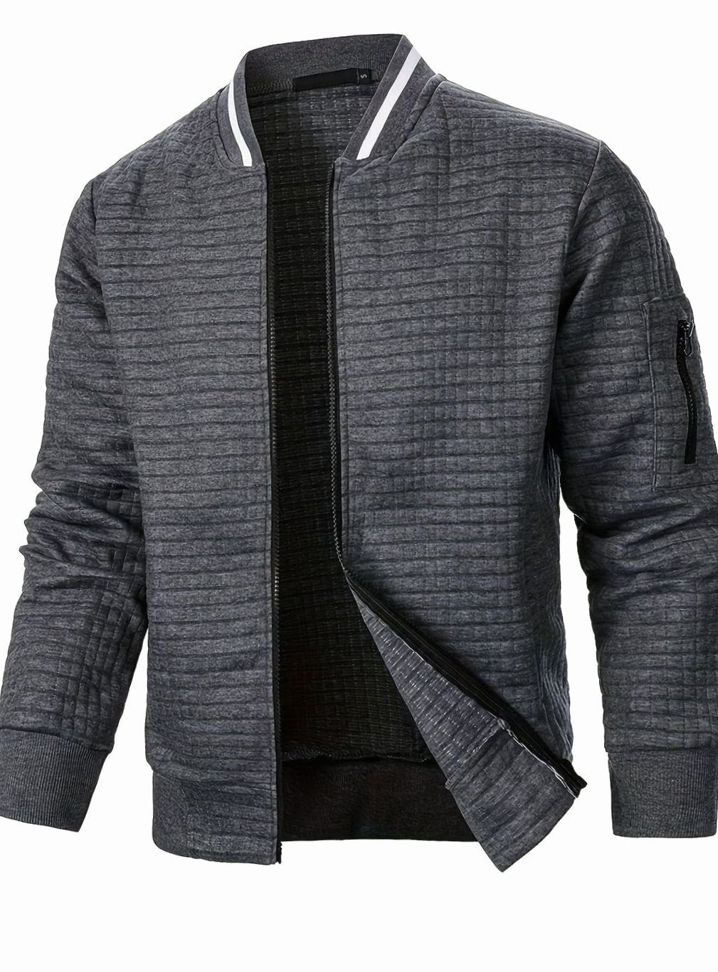 Bomber de cuadros para hombre, texturizada, ideal para ropa exterior de entretiempo.