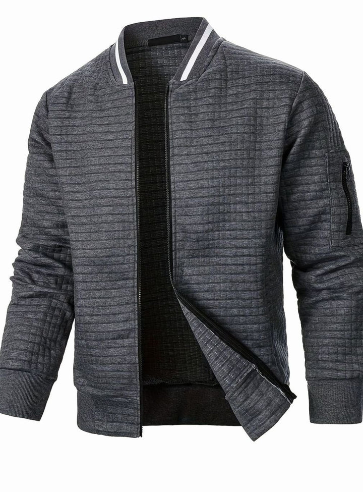 Bomber de cuadros para hombre, texturizada, ideal para ropa exterior de entretiempo.
