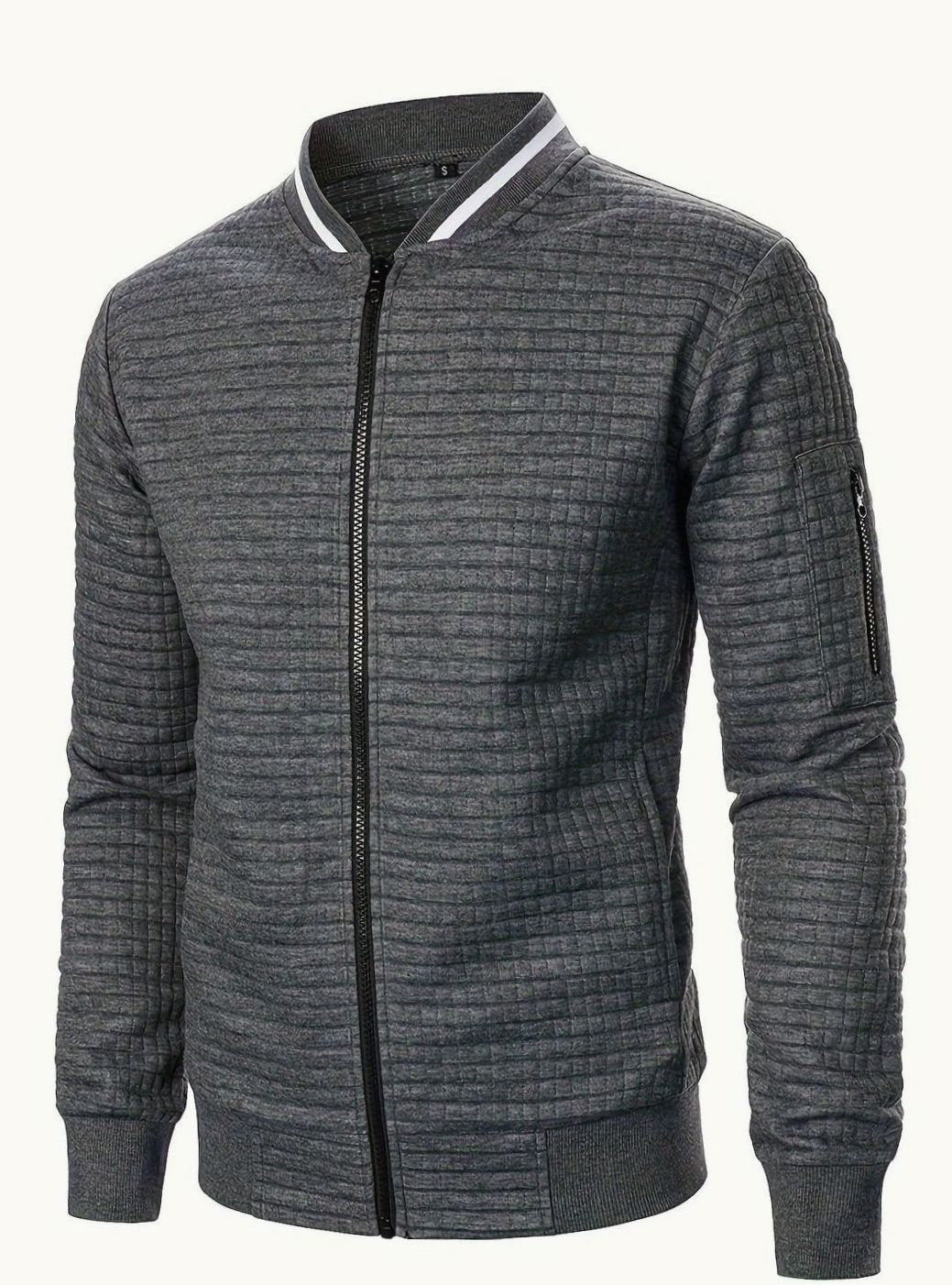 Chaqueta bomber de hombre, con textura de cuadros, perfecta para estilo casual.