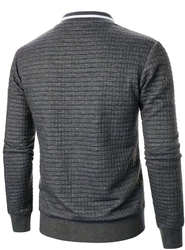 Cazadora de entretiempo para hombre, textura de cuadros, estilo bomber con cremallera.