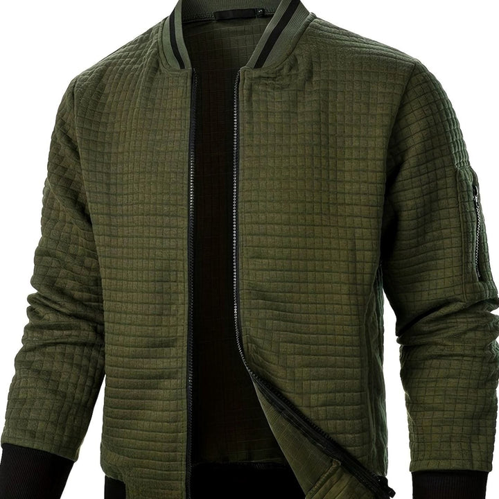 Chaqueta de cuadros para hombre, bomber texturizada, ideal para ropa exterior.