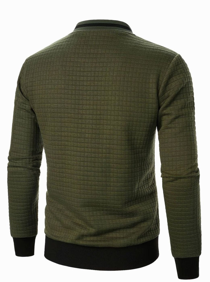 Cazadora bomber para hombre, con textura de cuadros, ropa exterior urbana y casual.