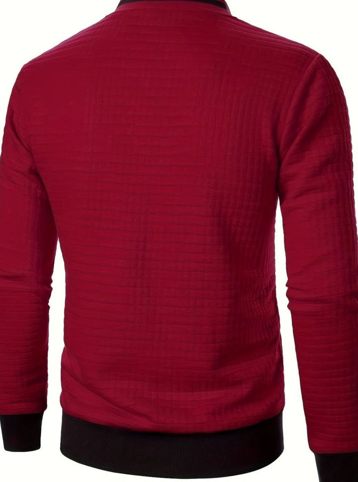 Cazadora de cuadros para hombre, bomber texturizada, moda casual y urbana.