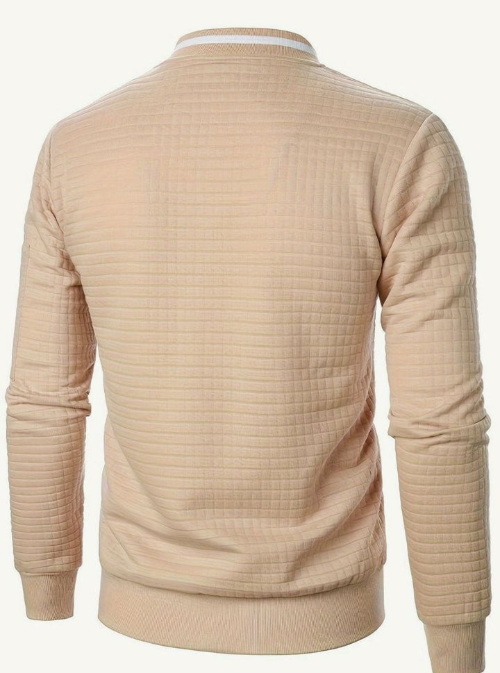 Bomber casual para hombre, con patrón de cuadros y textura, ropa exterior urbana.