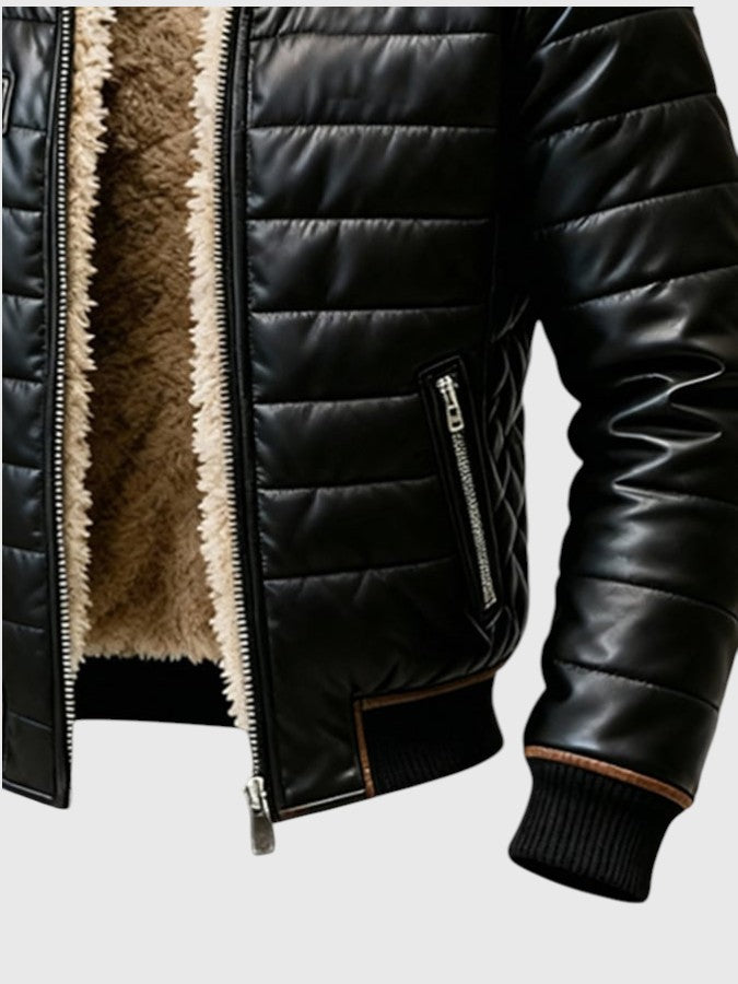 Chaqueta masculina aislada, de estilo urbano y premium, diseñada para máxima calidez y confort en invierno.
