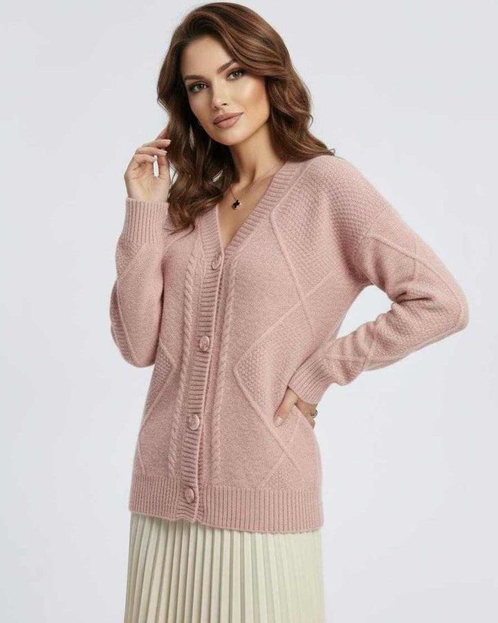 Cárdigan de mujer Fleur, blanco. Cálido y elegante, con diseño versátil. Ideal para moda de otoño invierno.