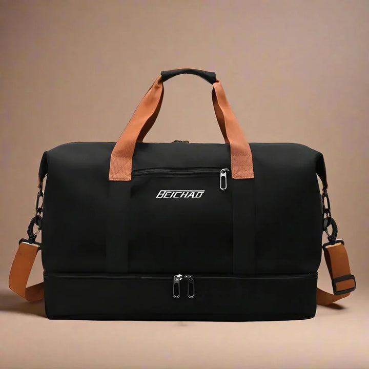 Bolsa de viaje impermeable de nylon, con compartimento ventilado para calzado deportivo.