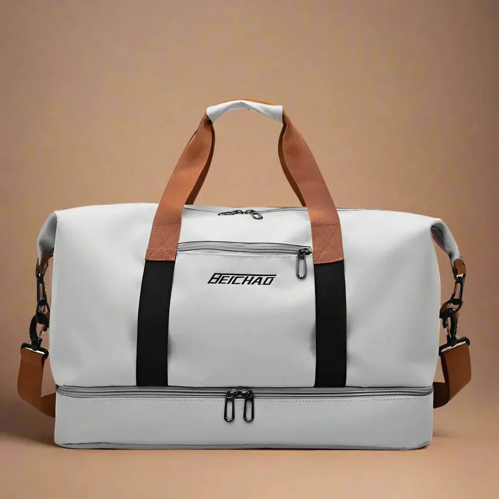Bolsa de viaje impermeable para deportes, con cremallera y compartimento separado para calzado.