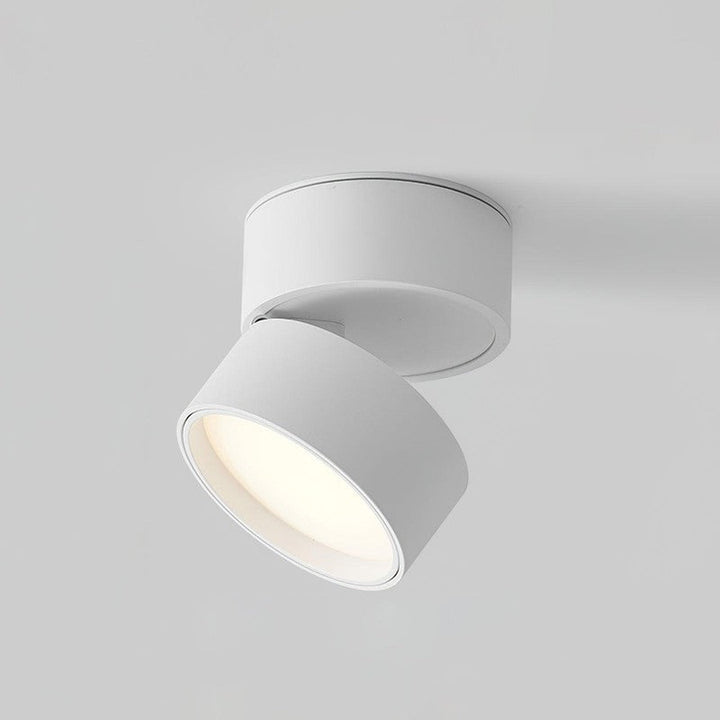 Diseño moderno: foco LED de techo ajustable, ideal para iluminación interior minimalista.