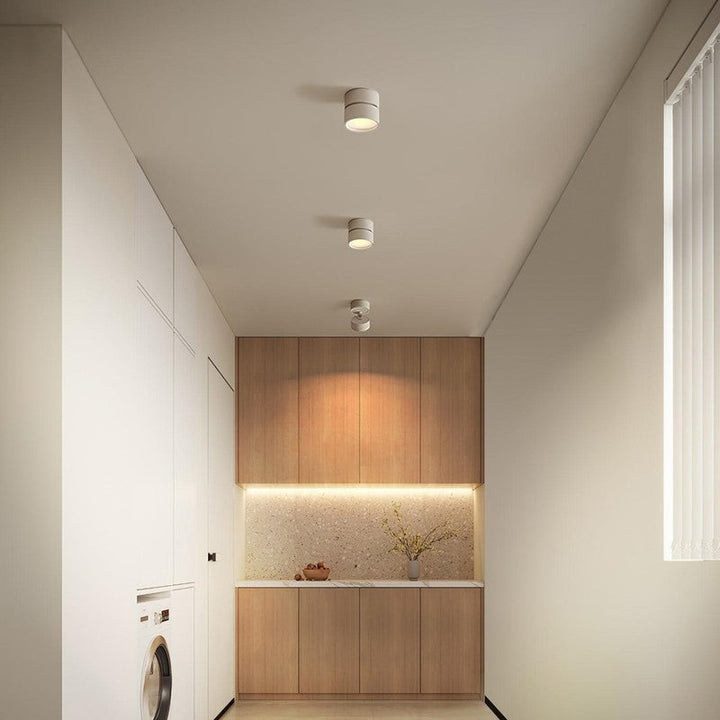 Foco LED para techo, diseño contemporáneo y orientación ajustable para luz de acento.