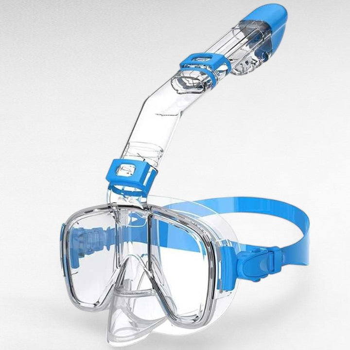 Snorkel plegable con máscara panorámica, ideal para natación, buceo y submarinismo. Comodidad y claridad.