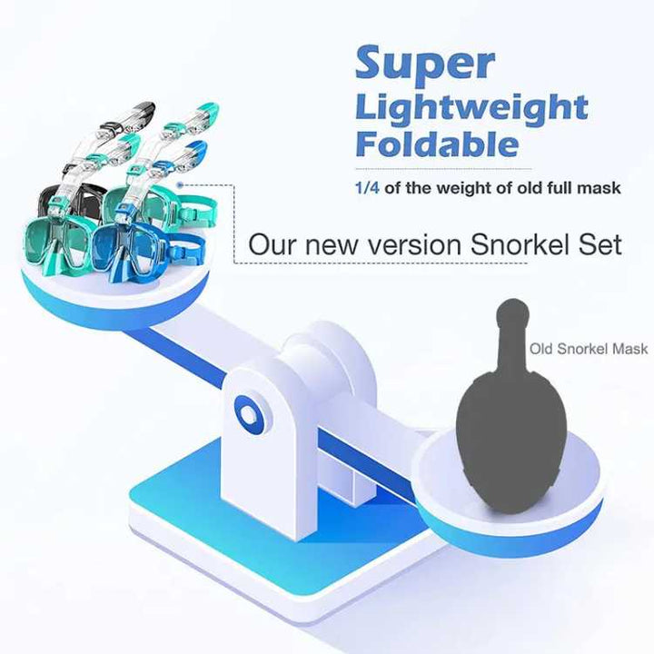 Máscara de snorkel para adultos, diseño plegable, visión 180°. Perfecta para explorar el fondo marino.