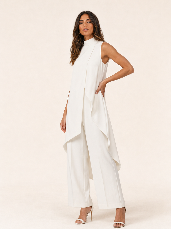 Conjunto largo elegante para mujer, ideal para fiestas y eventos sofisticados de primavera/verano.