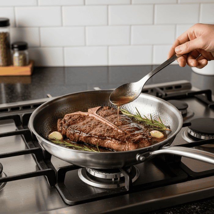 Sartén de titanio sin recubrimiento, ideal para cocina saludable y duradera en cualquier hogar.