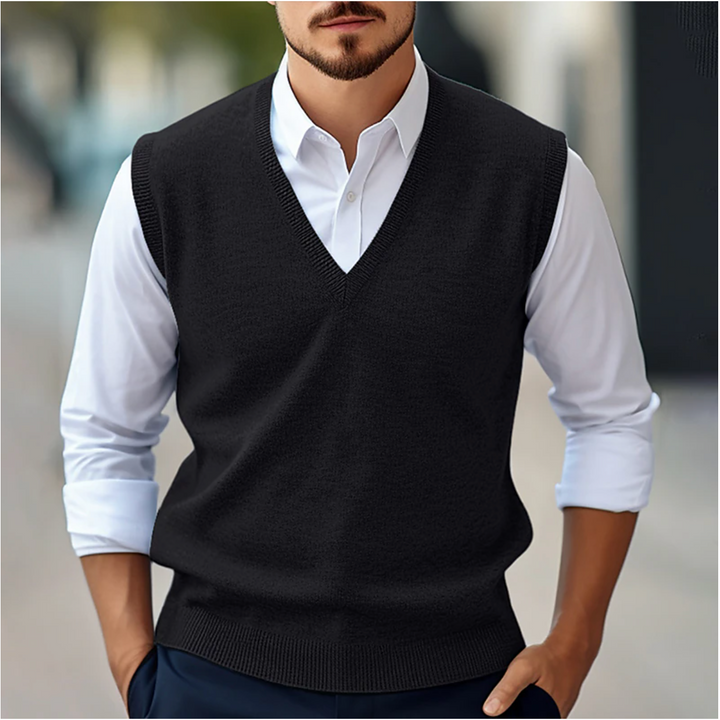 Chaleco suéter de hombre para primavera, estilo casual elegante. Sin mangas y ligero, ofrece comodidad y look moderno.