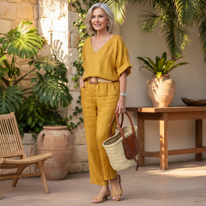 Atractivo conjunto de dos piezas para mujer, ideal para un estilo casual, veraniego y comodidad suprema.