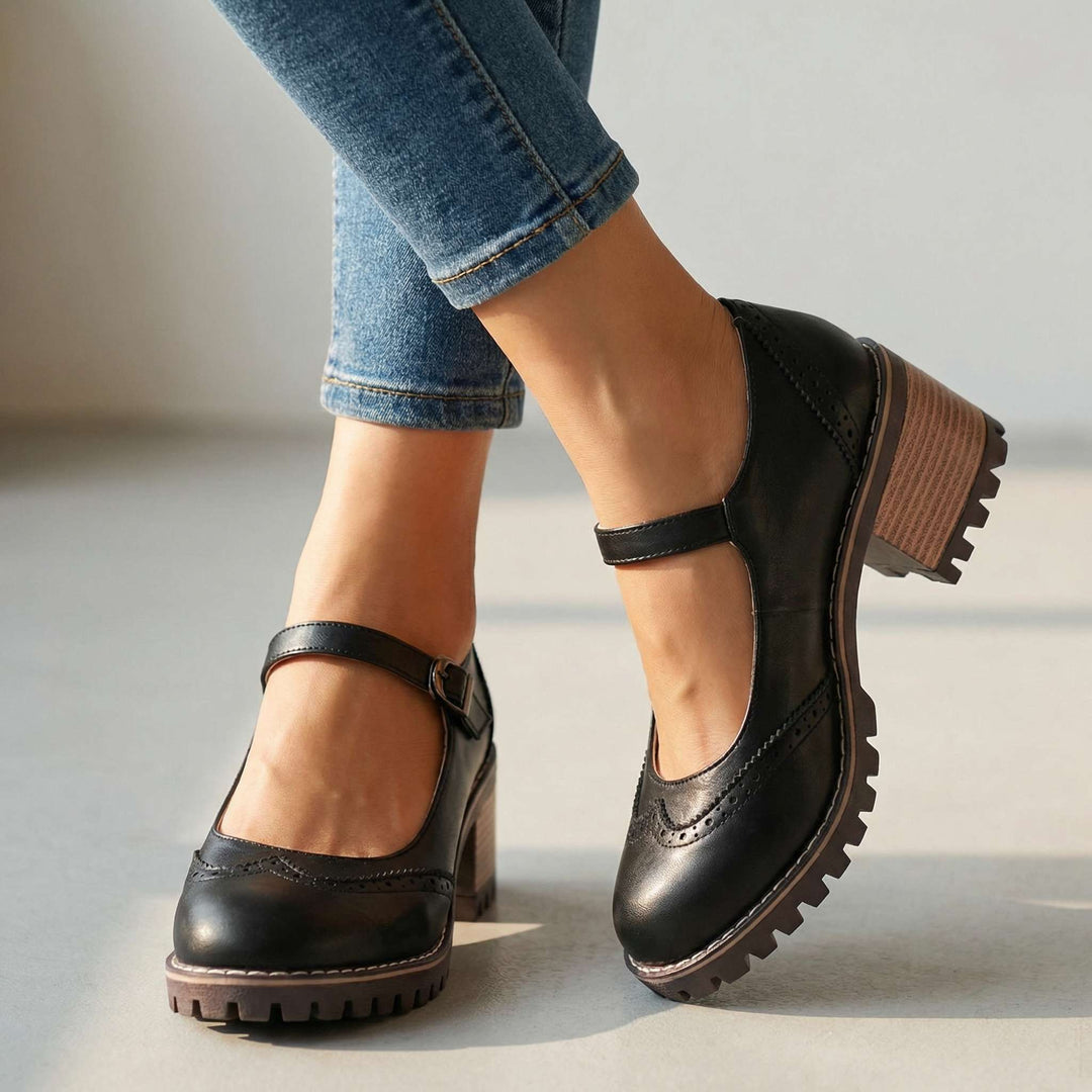Zapatos Mary Jane vintage para mujer. Estilo clásico atemporal con confort diario y tacón ancho.