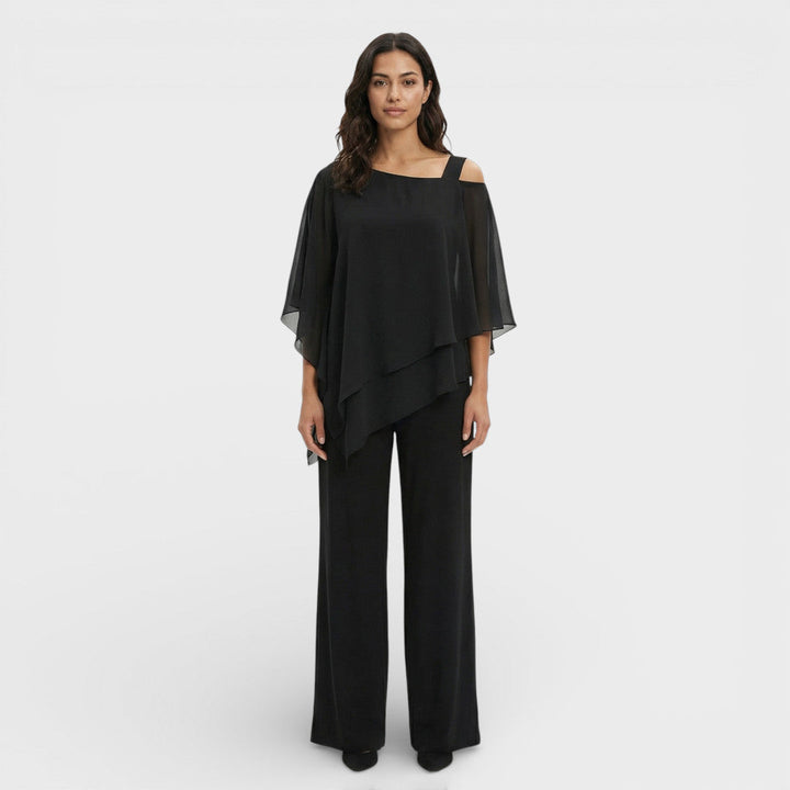 Invitada perfecta: Conjunto elegante de blusa y pantalón para mujer, ideal para cualquier celebración.