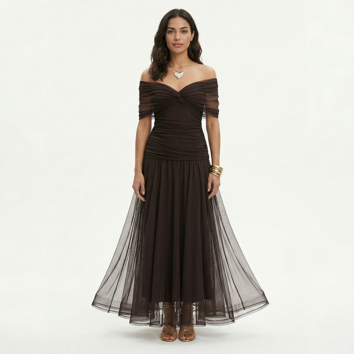 Elegante vestido largo plisado floral para mujer, perfecto para bodas, graduaciones y eventos formales.