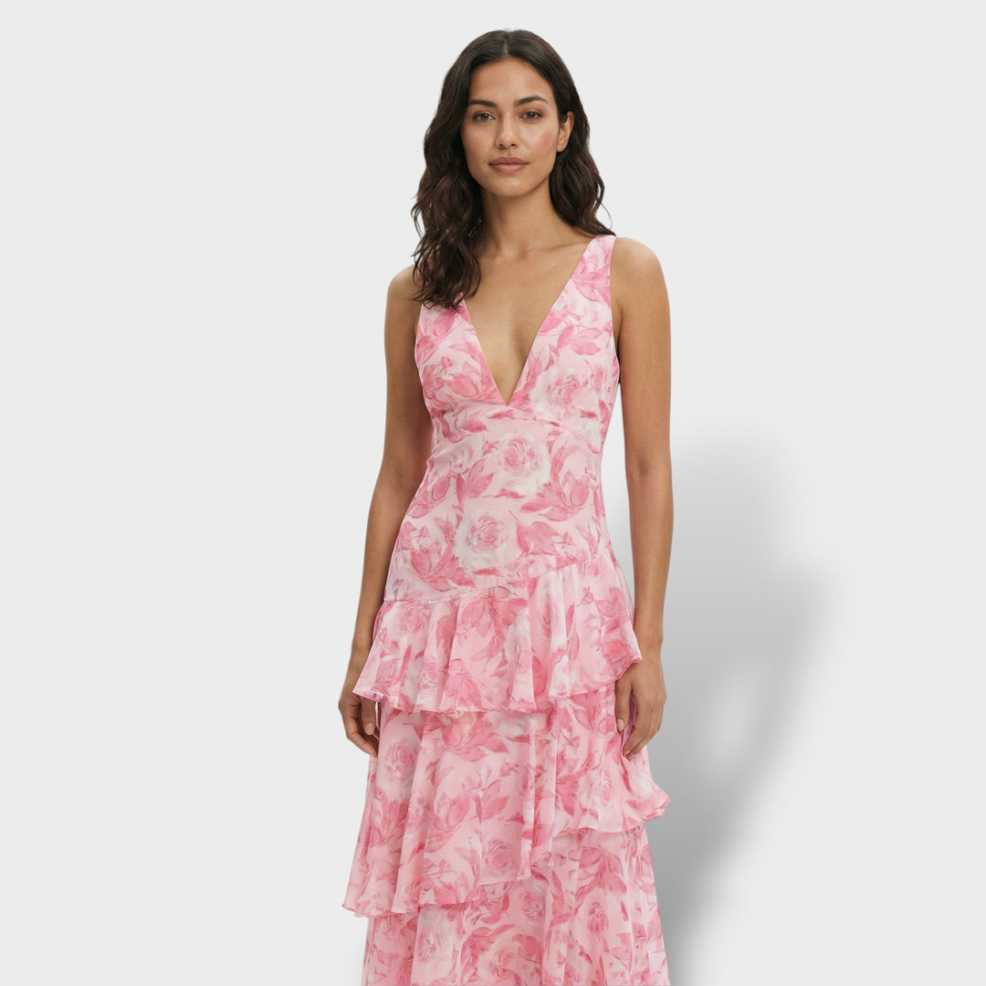 Vestido elegante de moda para mujer, largo, con escote en V, para fiesta, noche y eventos glamorosos de verano.