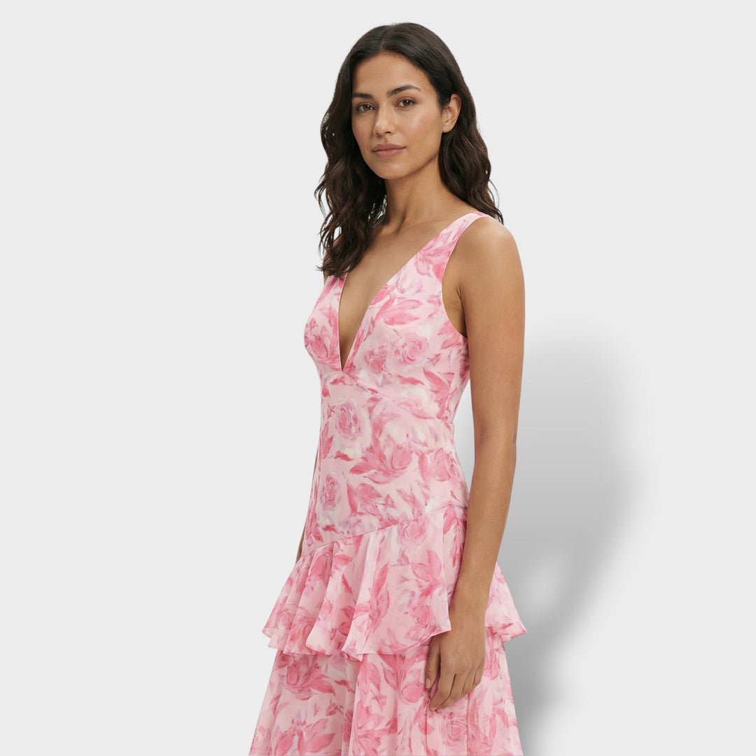 Vestido de noche largo para mujer, elegante, con escote en V, ideal para fiestas, celebraciones y moda de verano formal.