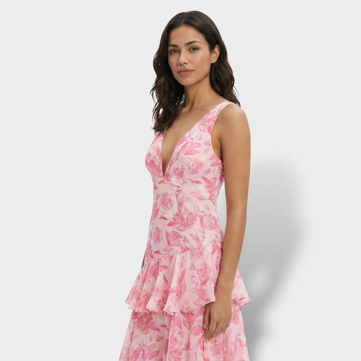 Vestido de noche largo para mujer, elegante, con escote en V, ideal para fiestas, celebraciones y moda de verano formal.