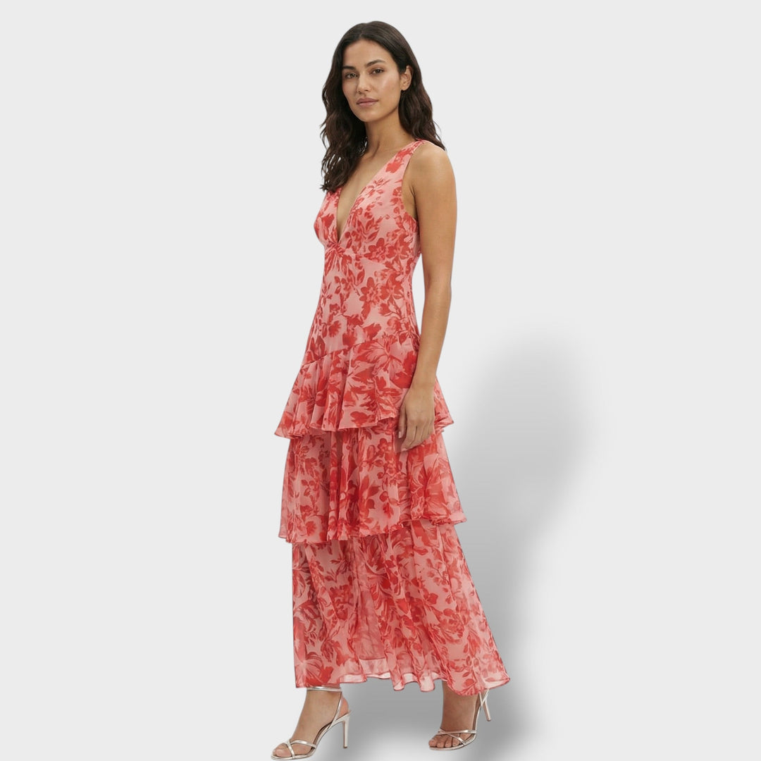 Vestido largo de mujer con escote V, elegante, glamoroso y a la moda, perfecto para fiestas de noche y verano.