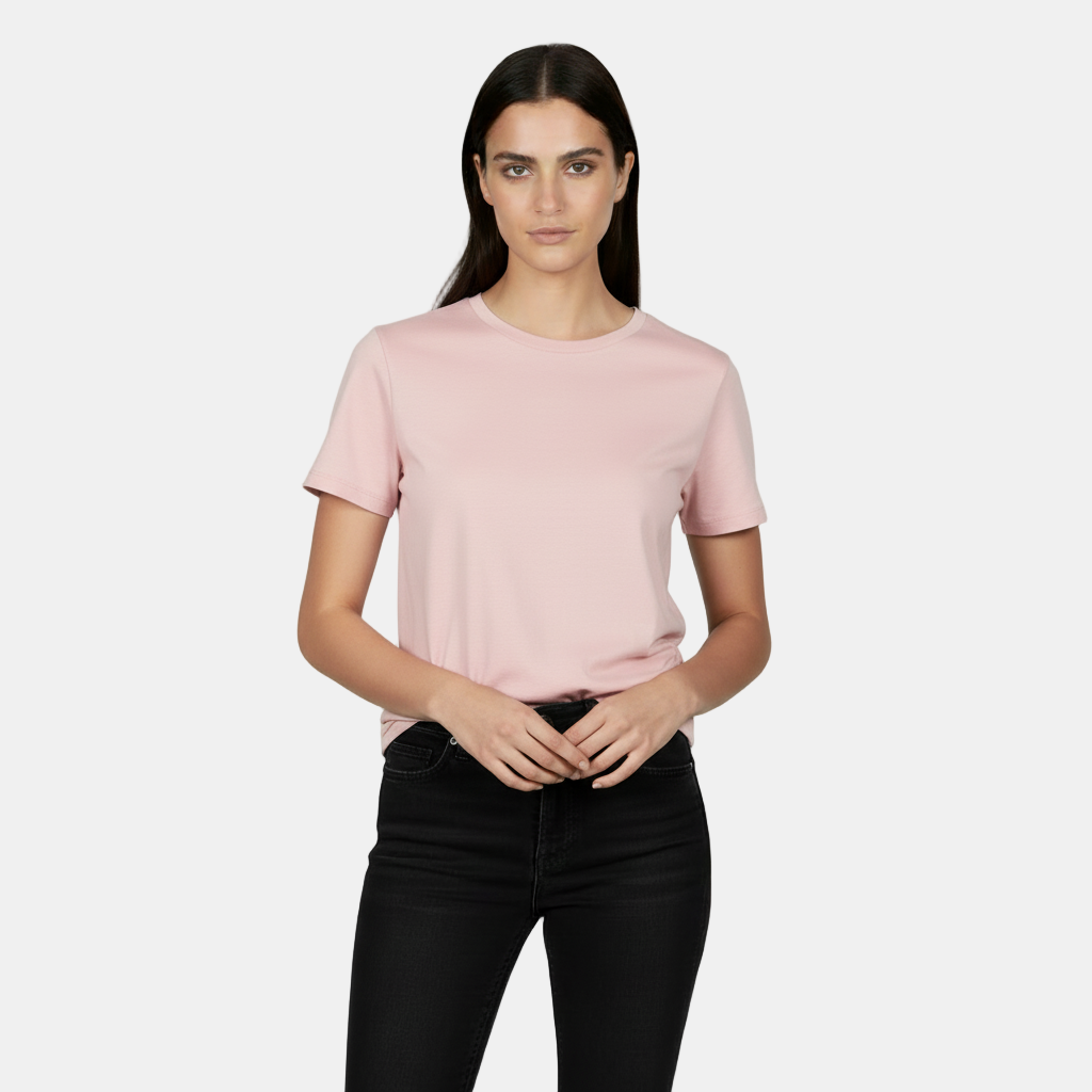 Camiseta casual de algodón para mujer, diseño básico, holgada y de manga corta cómoda.