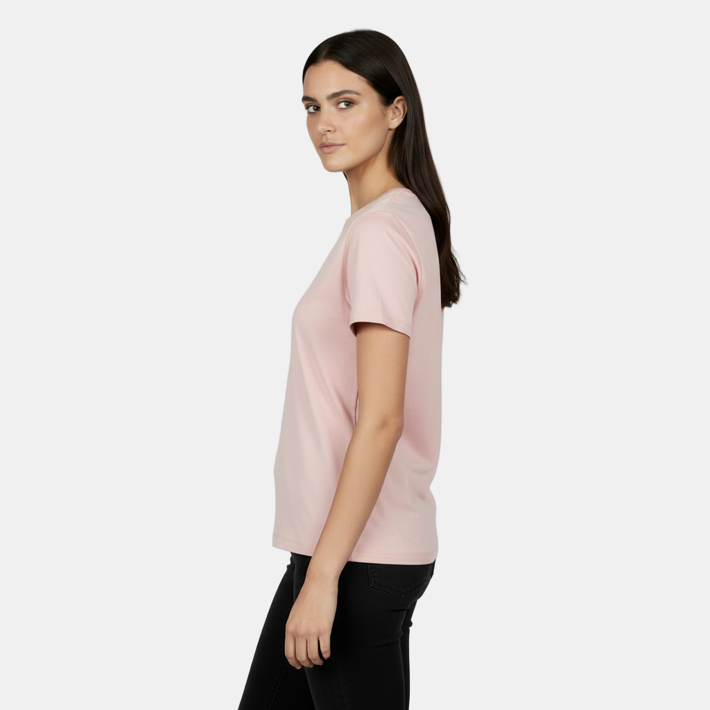 Camiseta de algodón para mujer, modelo básico holgado y manga corta. Imprescindible en tu armario.