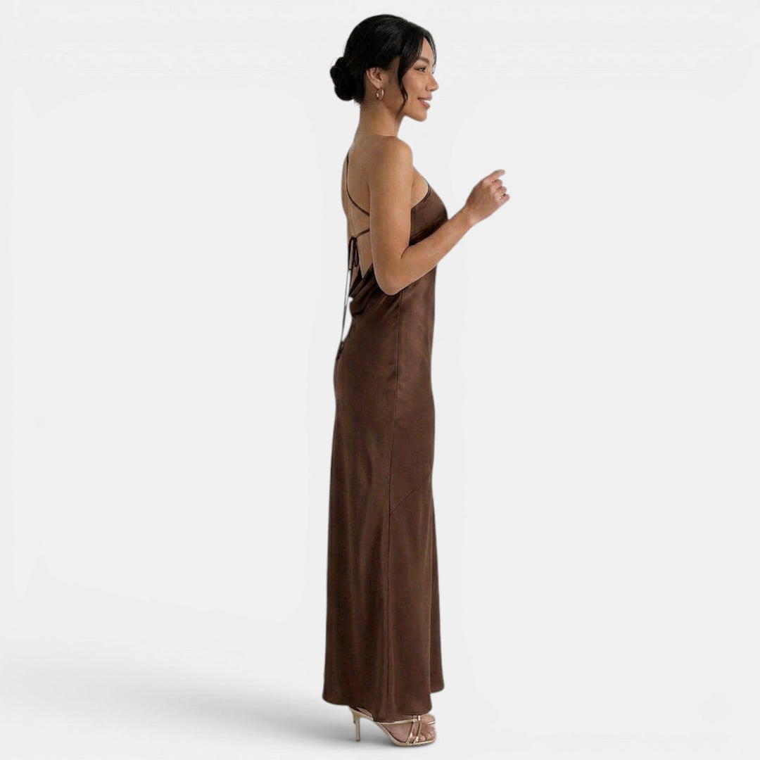 Vestido de noche largo de encaje para mujer, espalda abierta, perfecto para gala y alfombra roja.