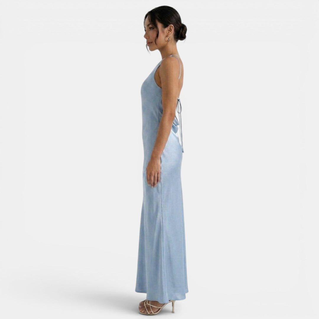 Vestido de encaje rojo para mujer, estilo elegante, espalda abierta, ideal para noche y celebraciones.
