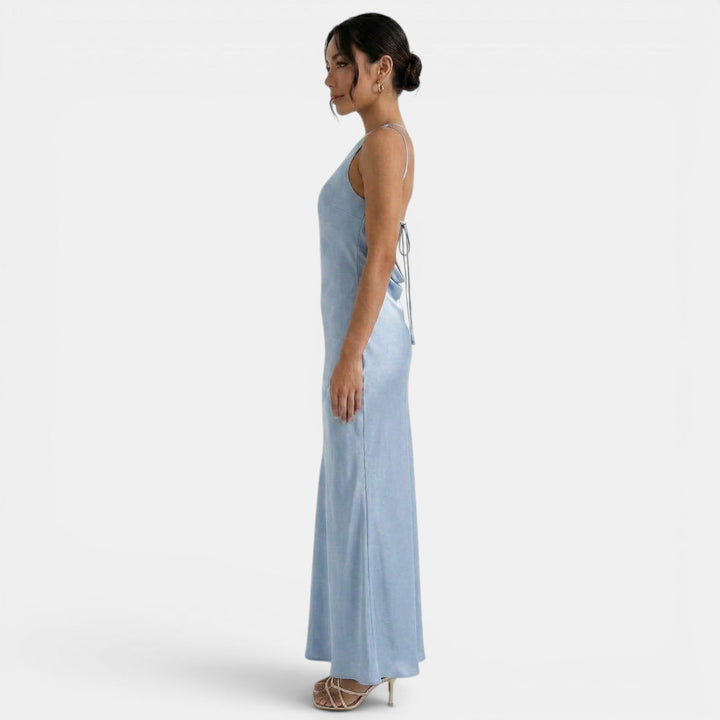 Vestido de encaje rojo para mujer, estilo elegante, espalda abierta, ideal para noche y celebraciones.