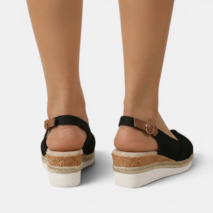 Sandalias plataforma cuña para mujer, estilo moderno y soporte ortopédico superior.