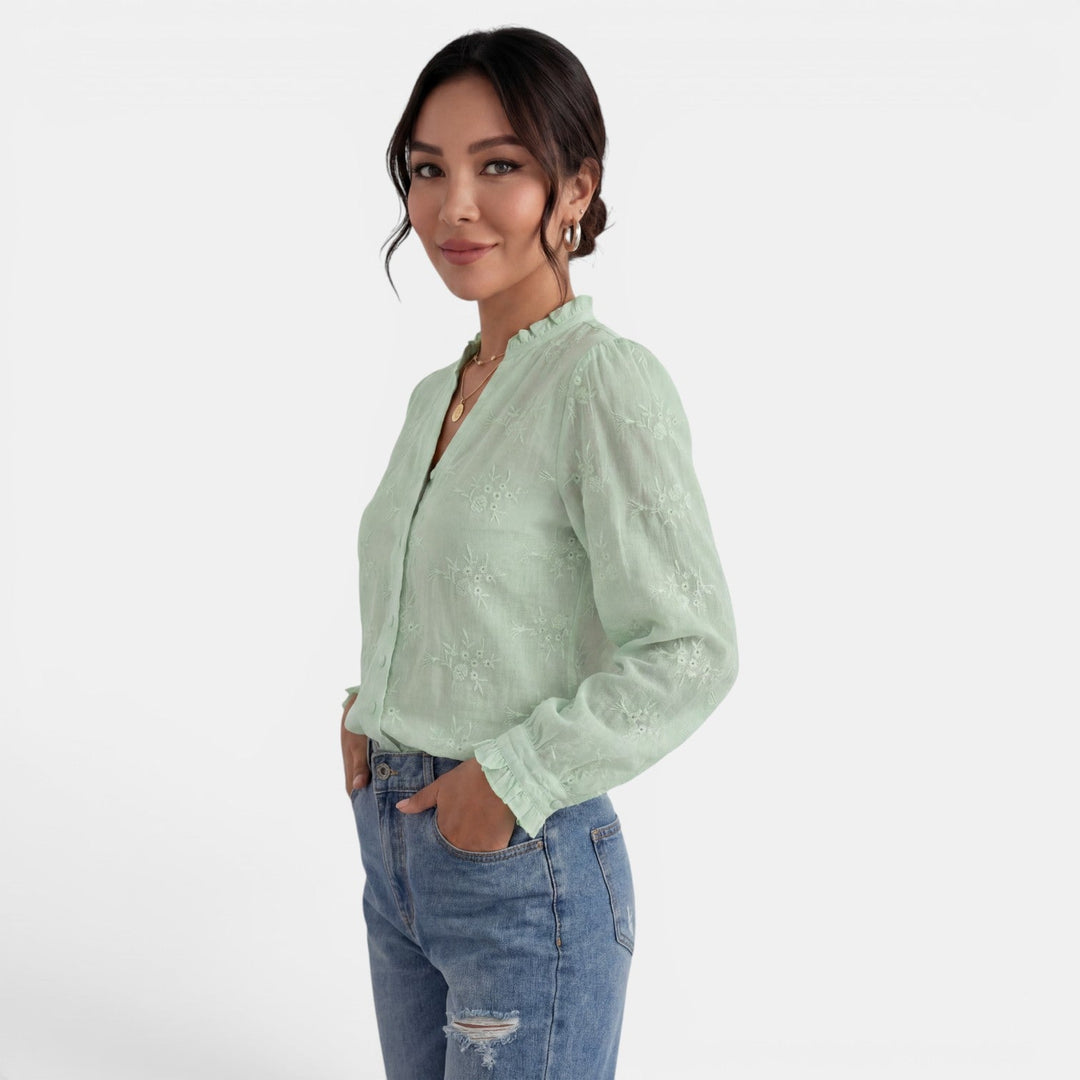 Blusa de mujer, estilo sólido y versátil, prenda elegante y minimalista para cualquier ocasión.