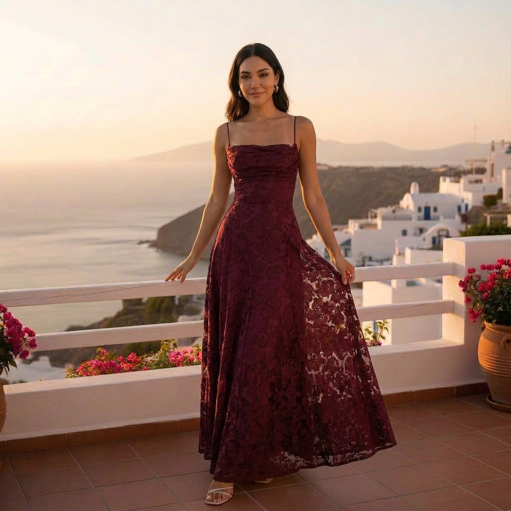 Vestido de mujer, moda de verano, ajustado, sin espalda y con lazos. Ideal para noche.
