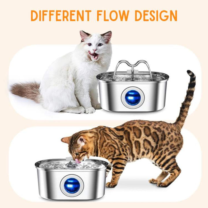 Fuente de agua silenciosa para mascotas, fabricada en acero inoxidable de 2L. Bebedero higiénico para la salud.