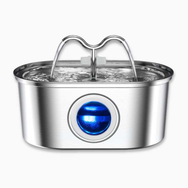Fuente para mascotas de acero inoxidable de 2L, ofrece agua fresca y continua. Bebedero silencioso para gatos.