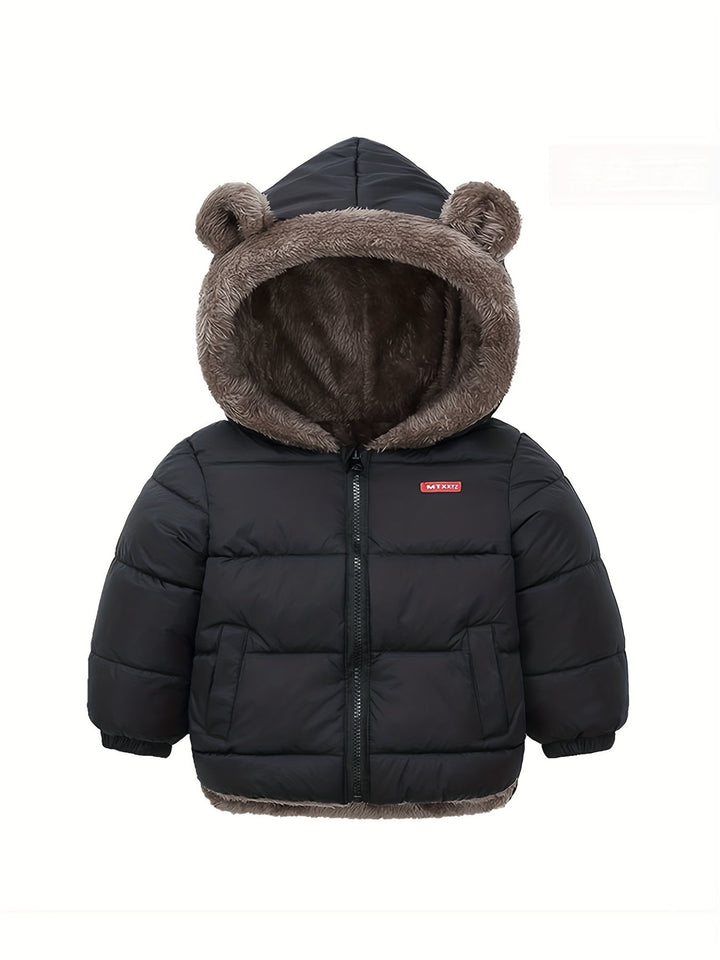 Abrigo de invierno infantil con capucha, ideal para niños y niñas. Ropa exterior abrigada.