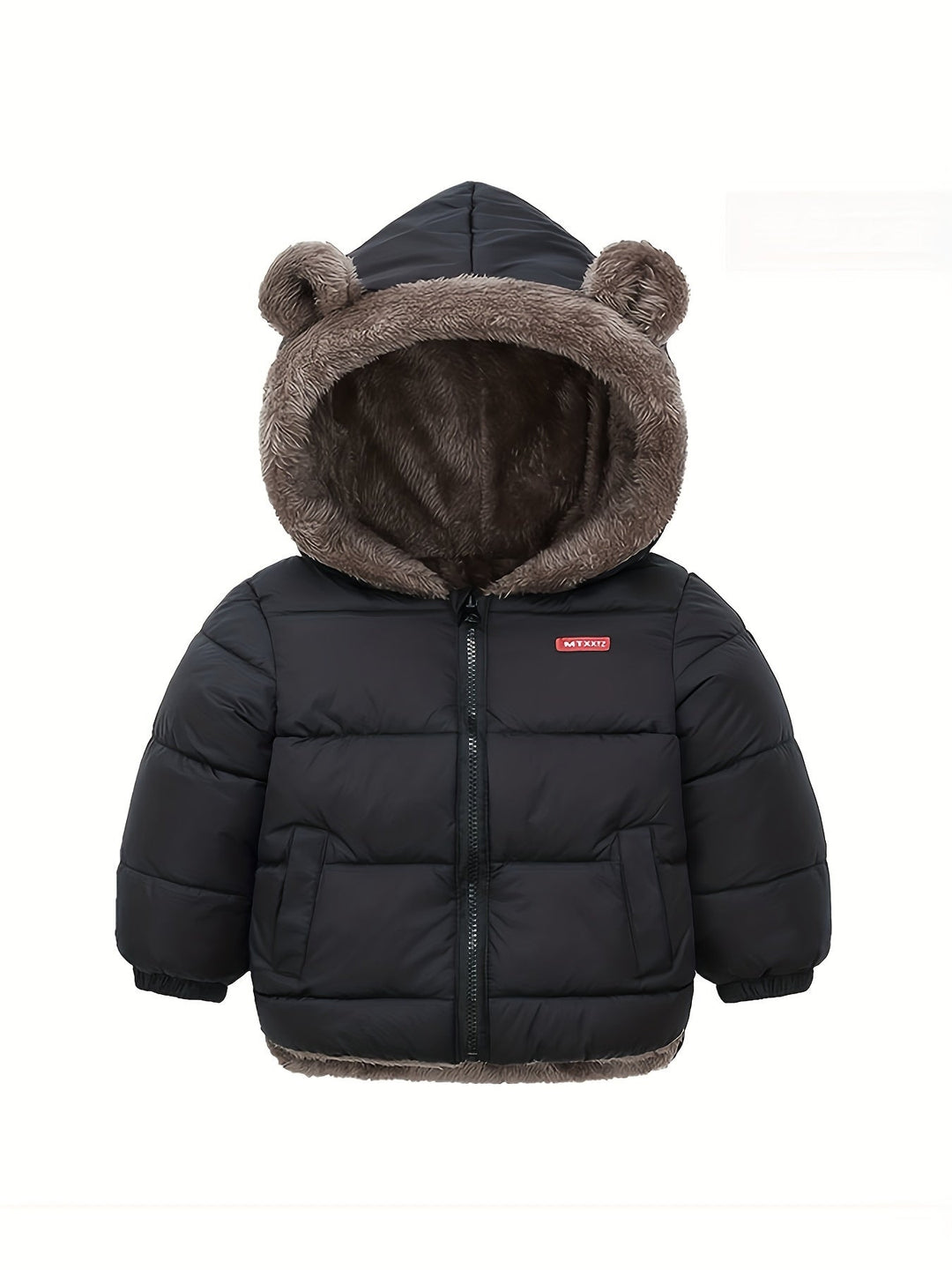 Moda invernal: abrigo con capucha para niños. Chaqueta abrigada y elegante para el invierno.