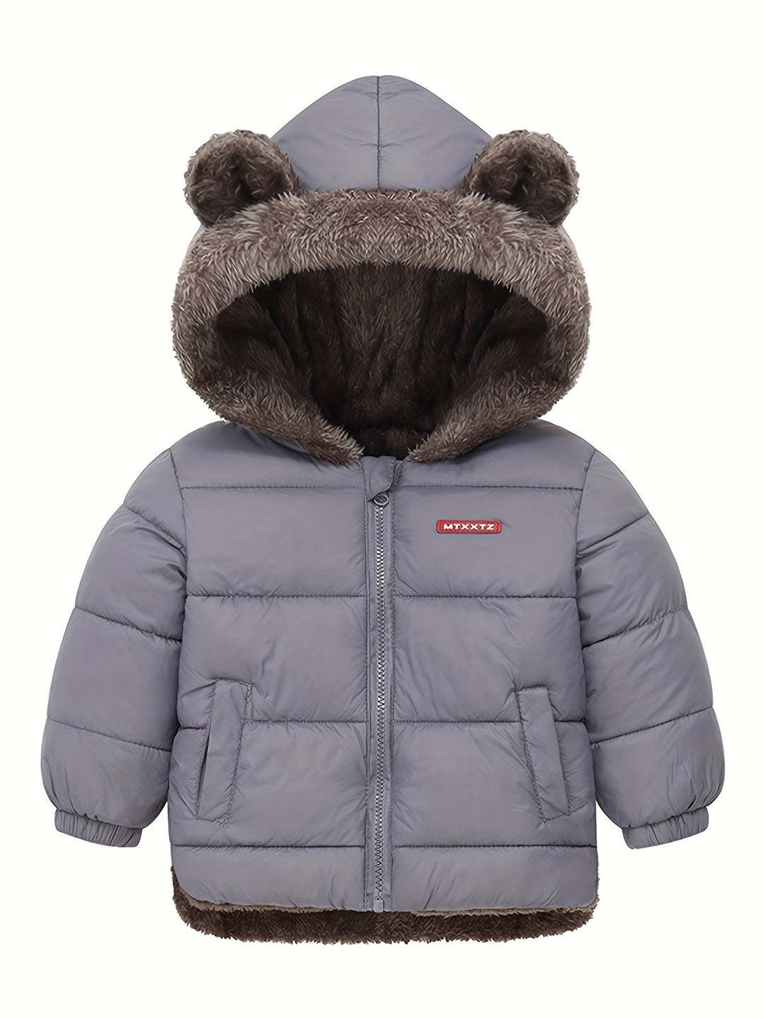 Abrigo infantil unisex con capucha, diseño moderno para niños y niñas. Moda invernal cómoda.