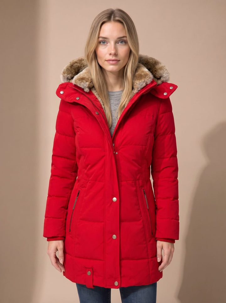 Abrigo largo mujer para protección invernal extrema. Diseño acolchado, cálido y moderno.