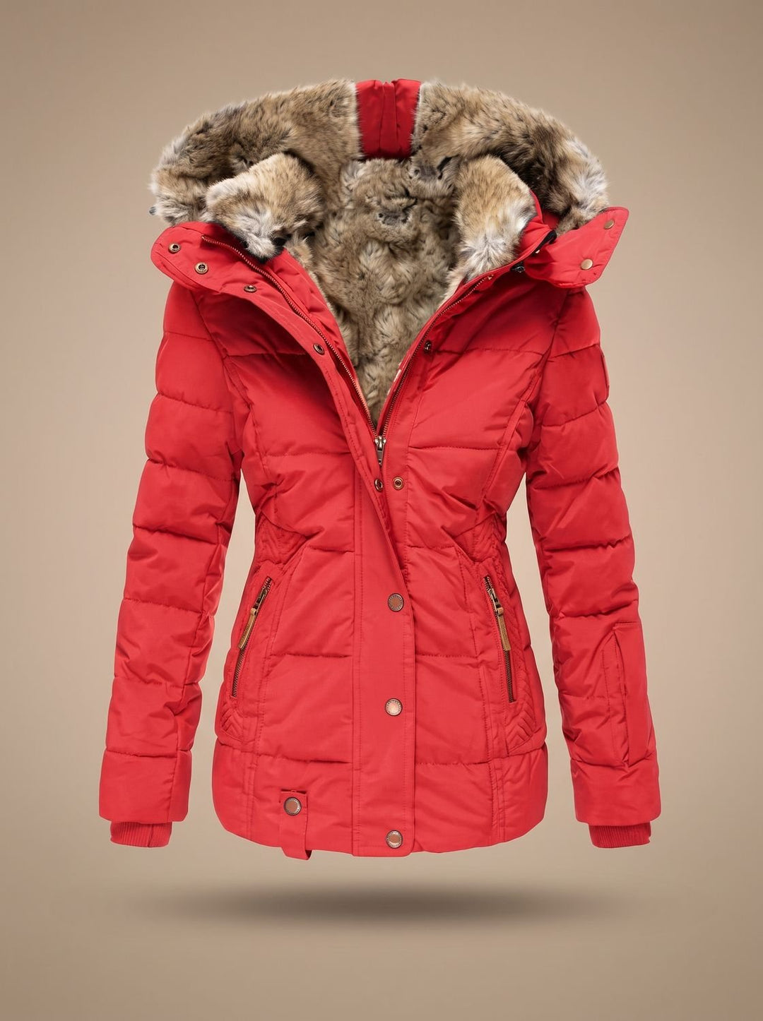 Abrigo largo acolchado con capucha desmontable para mujer. Tendencia invernal que brinda calor.
