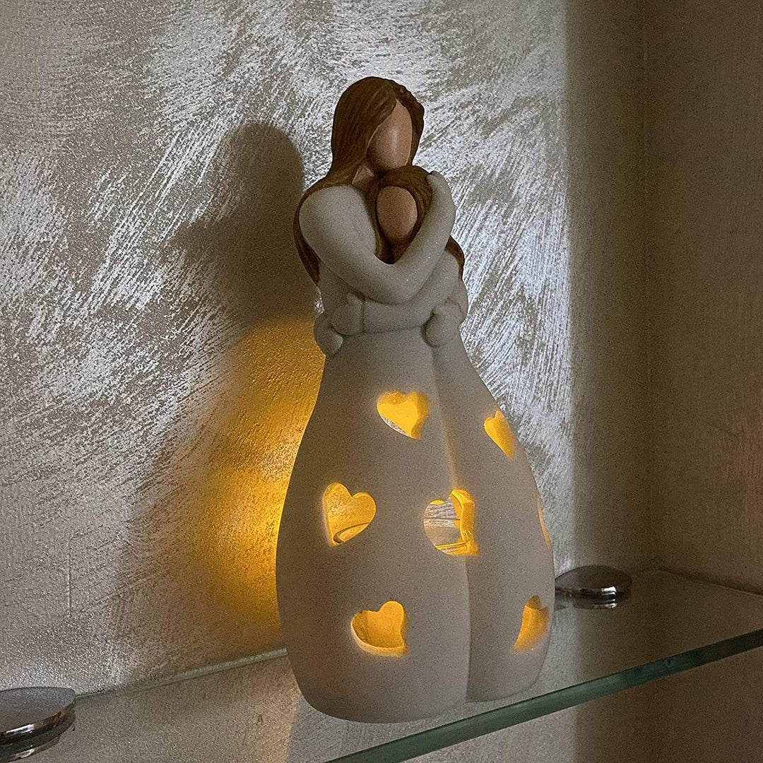 Lámpara de noche decorativa con corazón y "Amor de Madre e Hijo". Ideal para iluminación de ambiente en dormitorio.