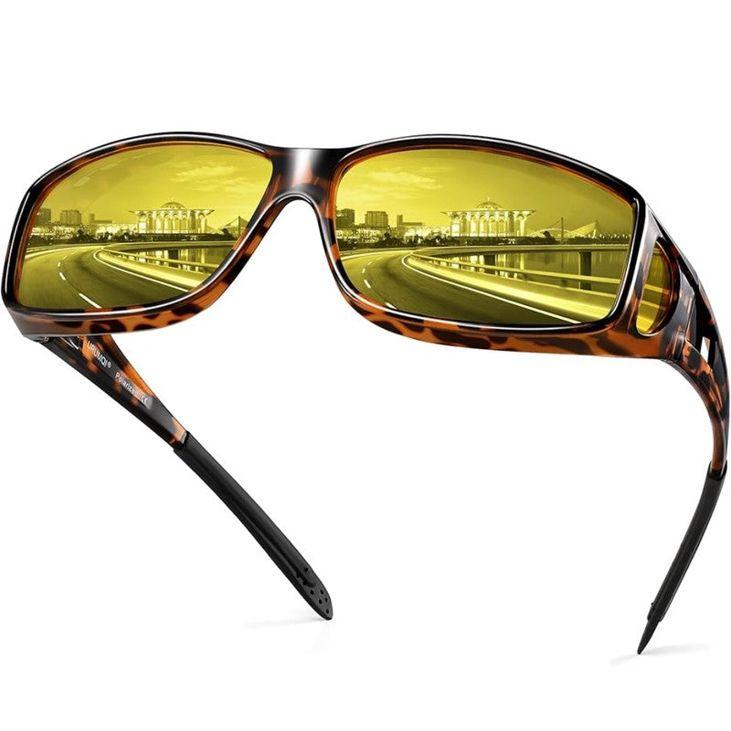 Gafas de conducción nocturna sobre gafas para mujeres. Lentes polarizadas, anti deslumbramiento, mejora la visión en luz baja.
