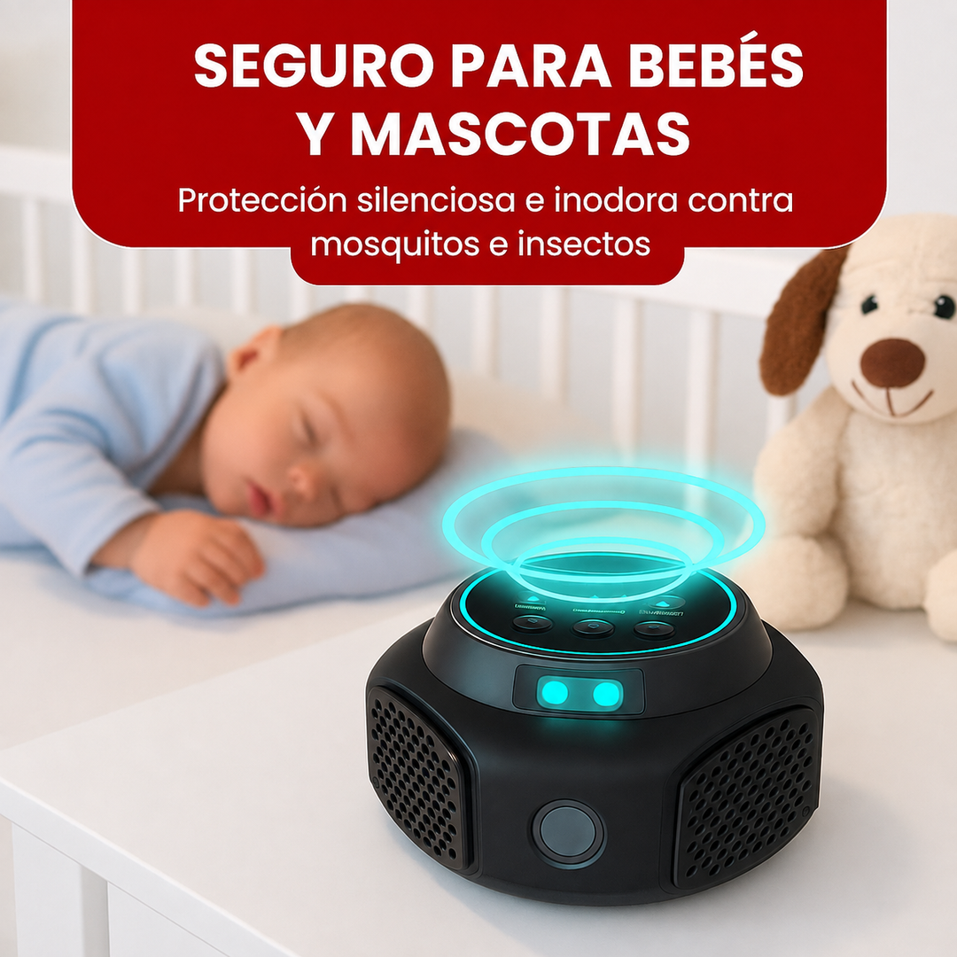 Ahuyentador ultrasónico antiarañas. Repelente electrónico de plagas e insectos para un hogar seguro, sin químicos.